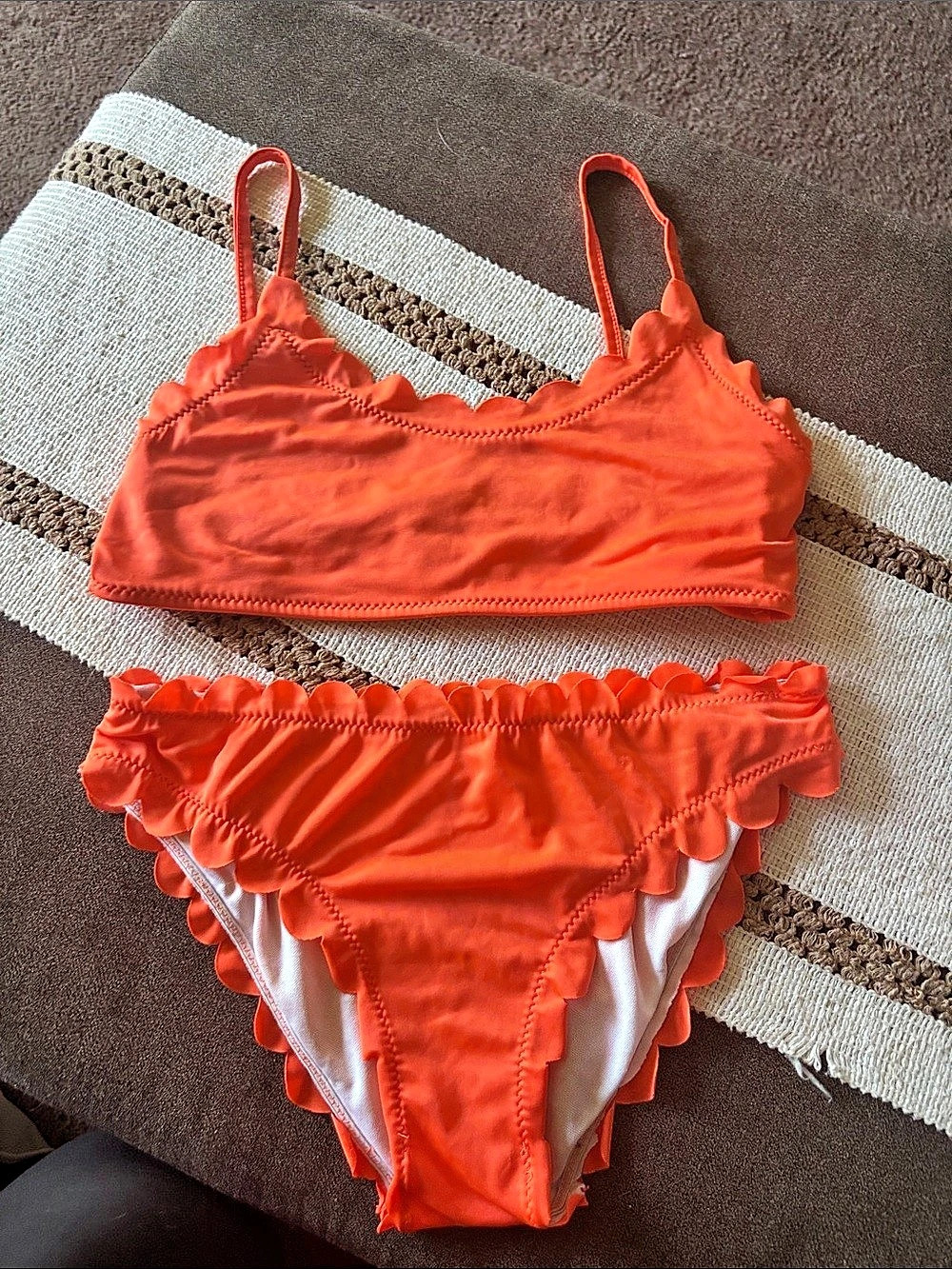 Orange Scalloped Bikini Set Like New